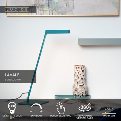 Lucide LAVALE - Bureaulamp - LED Dimb. - 1x3W 2700K - Turkoois